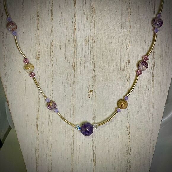 AEZ# Brighton Polished Amethyst & Silver Necklace - Picture 4 of 10